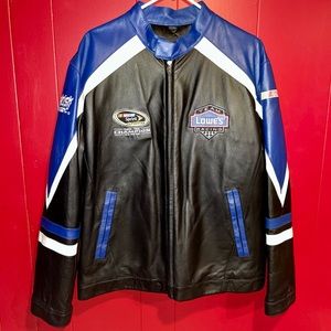 JEFF GORDON BLACK WHITE BLUE NASCAR JACKET #48 Leather Coat SZ XL